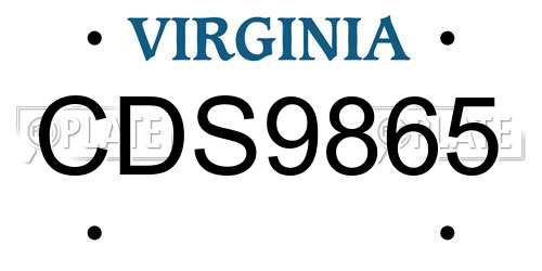 CDS9865 Virginia License Plate