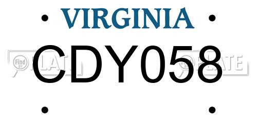 CDY058 Virginia License Plate