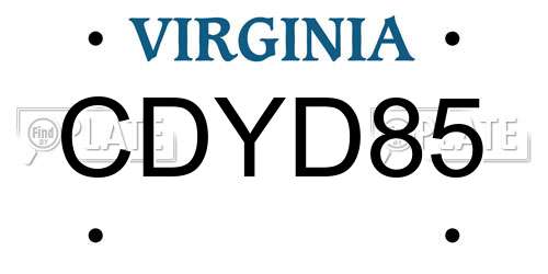 CDYD85 Virginia License Plate
