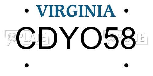 CDYO58 Virginia License Plate