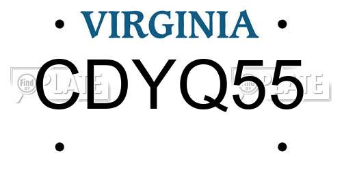 CDYQ55 Virginia License Plate