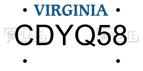 CDYQ58 Virginia License Plate
