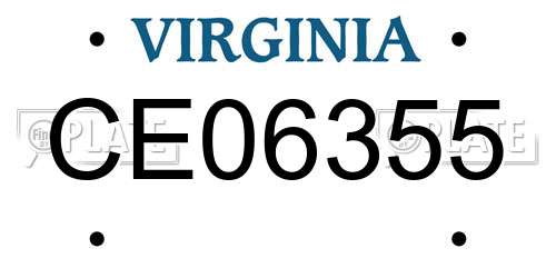 CE06355 Virginia License Plate