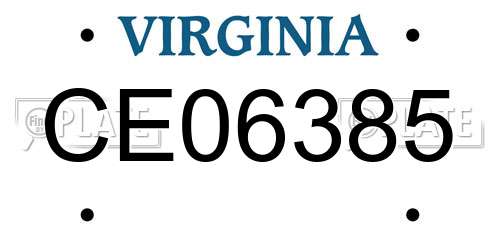 CE06385 Virginia License Plate