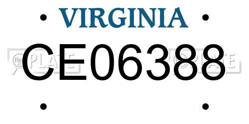 CE06388 Virginia License Plate