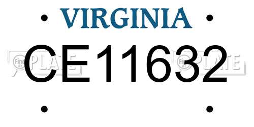 CE11632 Virginia License Plate