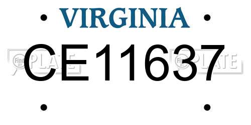 CE11637 Virginia License Plate