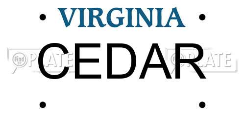 CEDAR Virginia License Plate