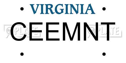 CEEMNT Virginia License Plate