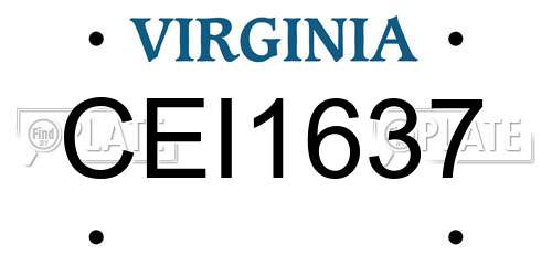 CEI1637 Virginia License Plate