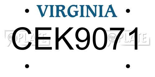 CEK9071 Virginia License Plate