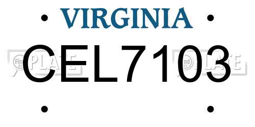 CEL7103 Virginia License Plate