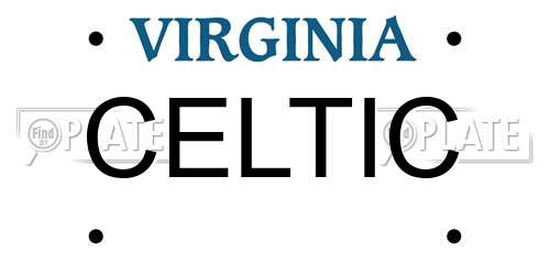 CELTIC Virginia License Plate