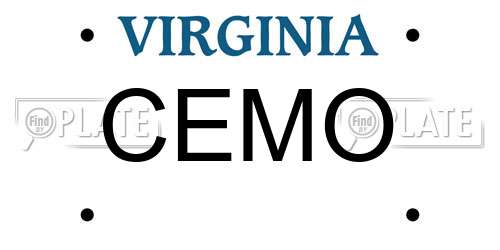 CEMO Virginia License Plate