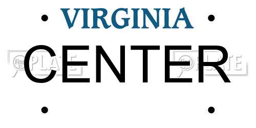 CENTER Virginia License Plate