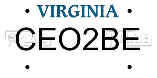 CEO2BE Virginia License Plate