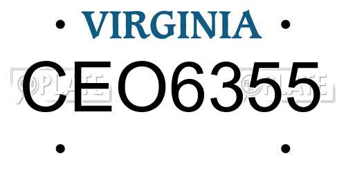 CEO6355 Virginia License Plate