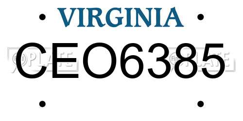 CEO6385 Virginia License Plate