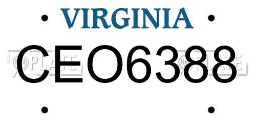 CEO6388 Virginia License Plate
