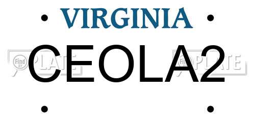 CEOLA2 Virginia License Plate
