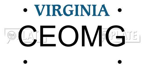 CEOMG Virginia License Plate