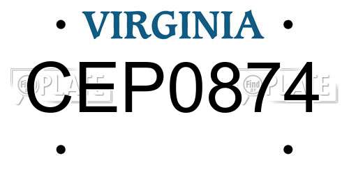 CEP0874 Virginia License Plate