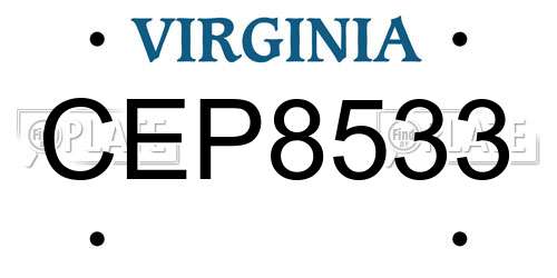 CEP8533 Virginia License Plate