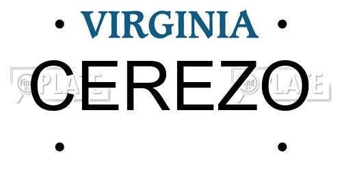 CEREZO Virginia License Plate