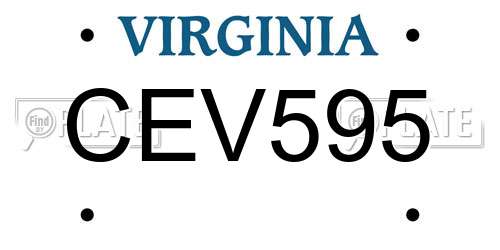 CEV595 Virginia License Plate