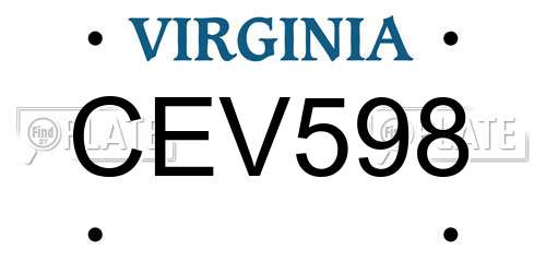 CEV598 Virginia License Plate