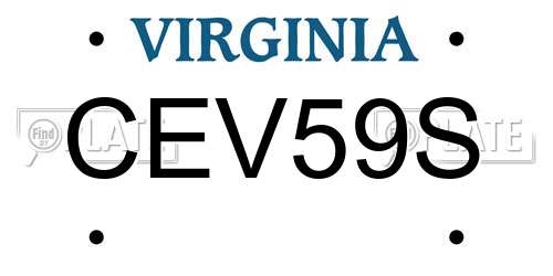 CEV59S Virginia License Plate