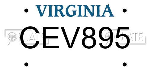 CEV895 Virginia License Plate
