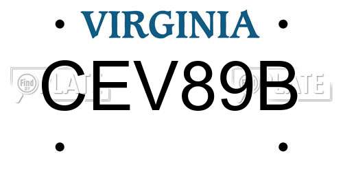 CEV89B Virginia License Plate