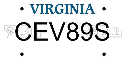 CEV89S Virginia License Plate