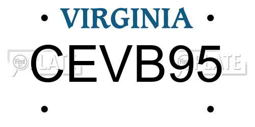 CEVB95 Virginia License Plate