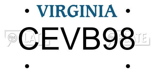 CEVB98 Virginia License Plate