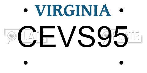 CEVS95 Virginia License Plate