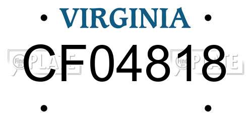 CF04818 Virginia License Plate