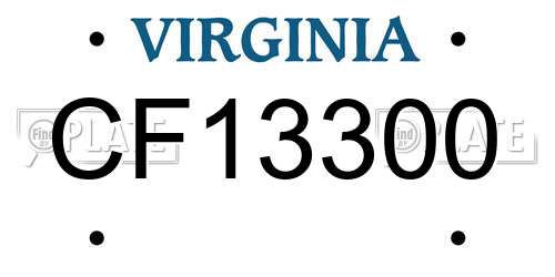 CF13300 Virginia License Plate