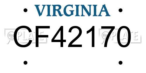 CF42170 Virginia License Plate