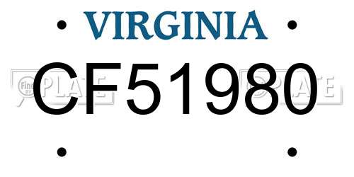 CF51980 Virginia License Plate