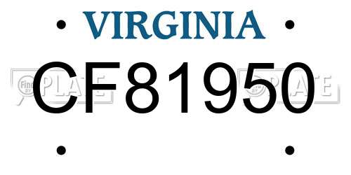 CF81950 Virginia License Plate