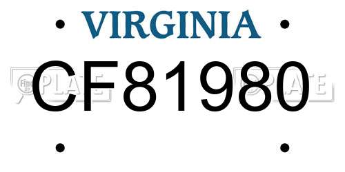 CF81980 Virginia License Plate