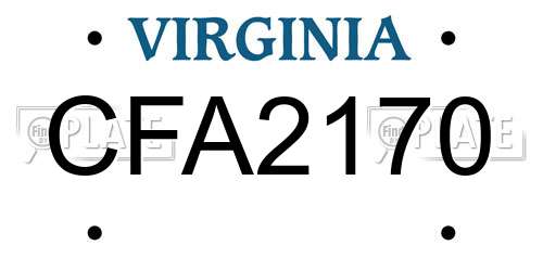 CFA2170 Virginia License Plate