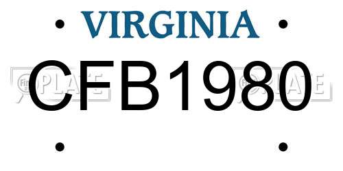 CFB1980 Virginia License Plate