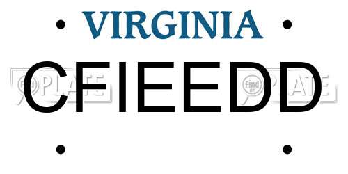 CFIEEDD Virginia License Plate