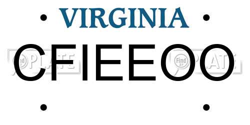CFIEEOO Virginia License Plate