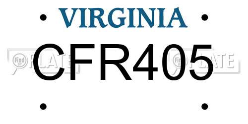 CFR405 Virginia License Plate