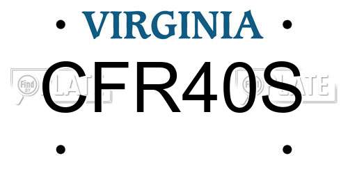 CFR40S Virginia License Plate