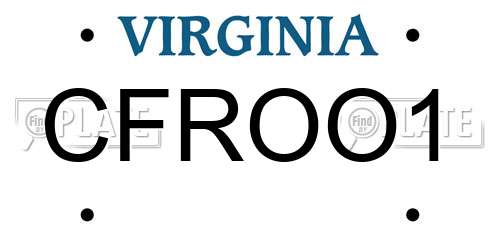 CFROO1 Virginia License Plate